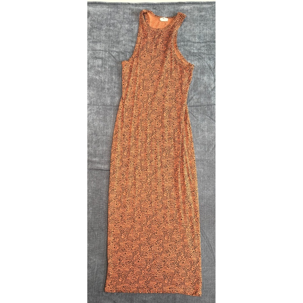 Billabong Maxi Dress Womens Small Orange Leopard Print Sleeveless Beach